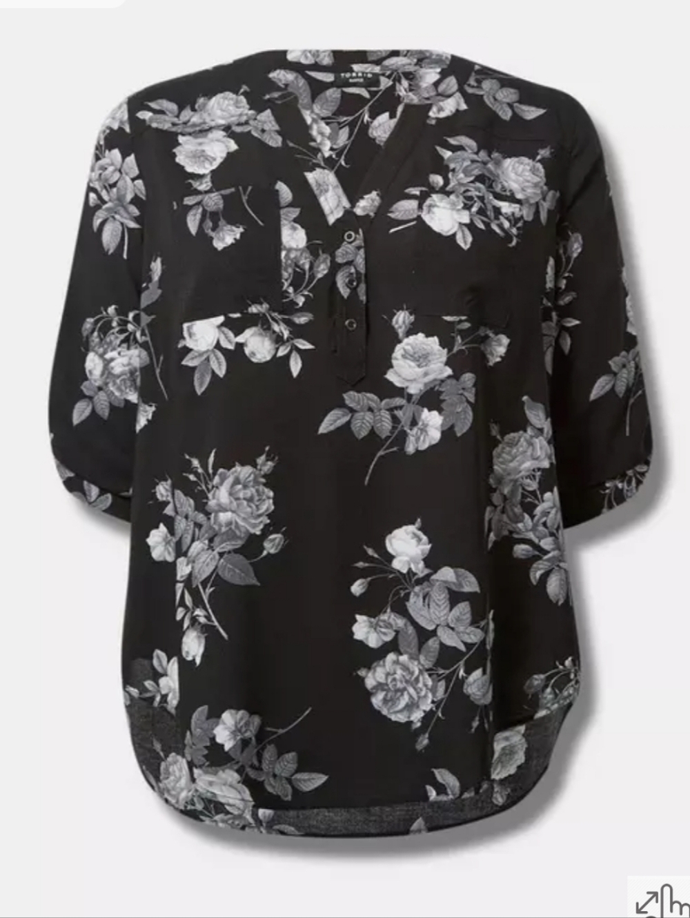 EUC Floral Harper Challis 3/4 Sleeve Top